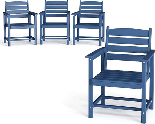 UDPATIO HDPE Patio Dining Chairs of 4, Heavy Duty Extra-Wide Outdoor Chairs with 360 lb Load Capacity, Easy to Assembly, All-Weather Seating for Patio, Pool, Garden, Backyard