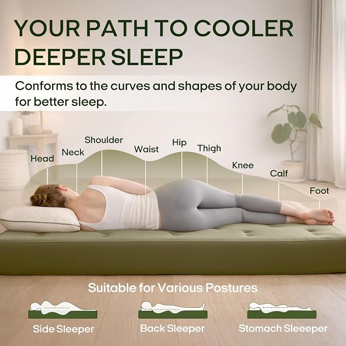 ZonLi Japanese Floor Futon Mattress King Size 76"x80"100% Cotton Cover 6'' Thicken Tatami Mattress,Foldable Sleeping Pad,Portable Dormitory Tatami Mat,Roll Up Floor Lounger Bed for Adult (Winter Moss)