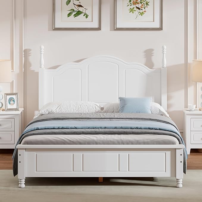 Harper & Bright Designs Bedroom Set Furniture, 3-Pieces Bedroom Sets, Full Size Wood Platform Bed and 2 Nightstands, White