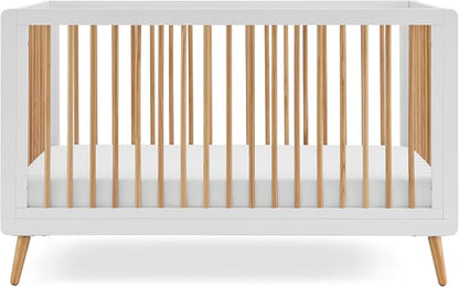 Tatum 3-in-1 Convertible Crib - Included Toddler Guard Rail, White/Natural Finish, Adjustable Mattress Height, Converts to Toddler Bed & Daybed, Fits Standard Full-Size Crib Mattress
