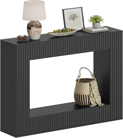 MAHANCRIS Modern Console Table, 47.2'' Black Entryway Table with Storage, Fluted Couch Table Behind Sofa, for Entrance, Foyer, Living Room, Bedroom, Dining Room, Black CTBK2501