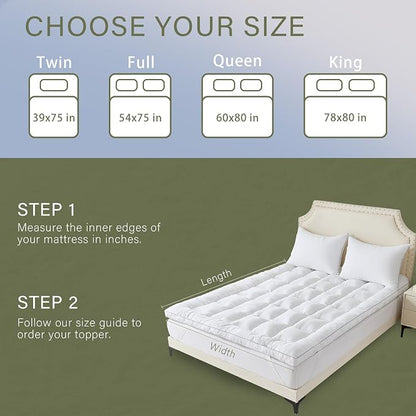 2 Inch Memory Foam Mattress Topper Queen for Back Pain, Extra Soft Pillow Top Mattress Topper, Fluffy Shredded Memory Foam Filled