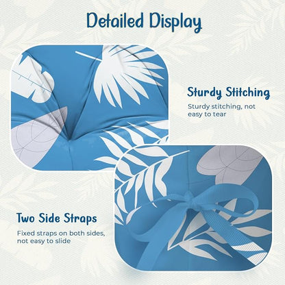 Double Egg Chair Cushion Replacement Waterproof for Outdoor Patio Hanging Basket Large Egg Chairs, 59x43-Inch Thickened 100% Cotton Double Eggs Swing Chair Cushions, Blue Leaf