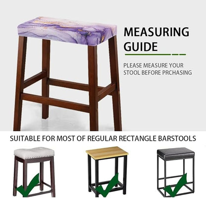 Vanity Stool Covers Bar Stool Covers Set of 2 Light Purple Marble Print Bar Stool Saddle Seat Covers Rectangle Bench Seat Protector Barstool Covers with Elastic Bands for 14-20 inch Stool