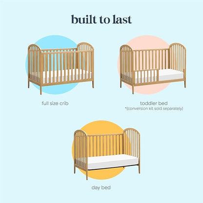 Davinci Beau 3-in-1 Convertible Baby Crib - GREENGUARD Gold Certified Crib- Convertible Crib to Toddler Bed and Daybed - Baby Bed w/ 4 Adjustable Heights - Wooden Crib - Honey