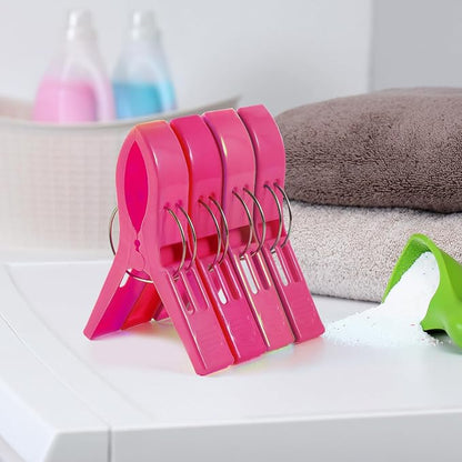 JABINCO Beach Towel Clips Chair Clips Towel Holder,Plastic Clothes Pegs Hanging Clip Clamps (Pack of 8)