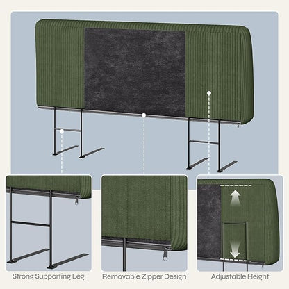 4.7" Upholstered Headboard for Queen Size Bed, Height Adjustable and Ergonomic Headboard, Easy Assemble, Sturdy and Durable, Olive Green