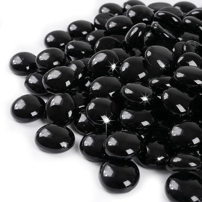 GASPRO 10 lbs Fire Pit Glass for Propane Fire Pit, 3/4 Inch Fire Glass Beads for Fireplace Fire Pit Table, Glass Rocks for Landscaping - Black