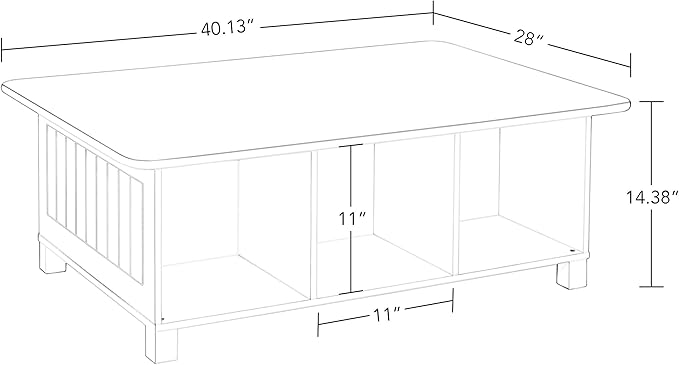 RiverRidge Kids 6 Cubby Storage 2pc Activity Table, White with Red Bins