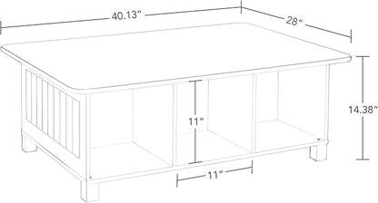 RiverRidge Kids 6 Cubby Storage 2pc Activity Table, White with Red Bins