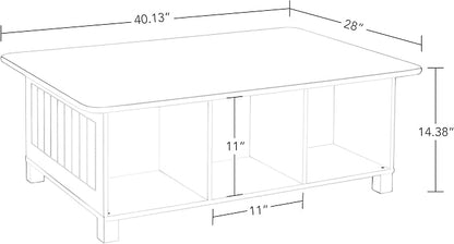 RiverRidge Kids 6 Cubby Storage 2pc Activity Table, White with Gray Bins
