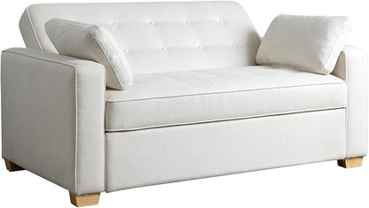 Serta Ainsley 66.5" Convertible Sleeper Loveseat, Full Size, Dreamcoil Comfort, Soft Woven Fabric, Oyster