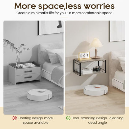 Floating Nightstand, Wood Bedside Shelf Wall Mounted Nightstand, Floating Bedside Table Wall Shelf for Bedroom, Living Room, Bathroom, Kitchen, Office (Vintage Gray)