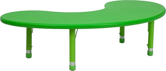 Flash Furniture 35''W x 65''L Half-Moon Green Plastic Height Adjustable Activity Table