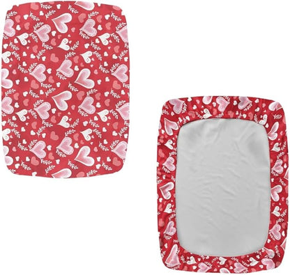Valentines Bar Stool Seat Covers Hearts Leaf Bar Stool Covers Rectangle Set of 2 Counter Stool Bar Chair Covers for Kitchen Pub Dining Room Holiday Valentine Decor
