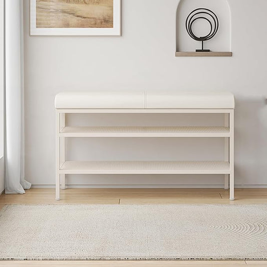 Shoe Rack Bench for Entryway/Closet,Storage Ottoman,Storage Bench,Shoe Organizer,Shoe Cabinet,Entryway Bench/Ottoman with Shoe Storage and Seating,for Living Room,Bedroom End of Bed,Installation Free