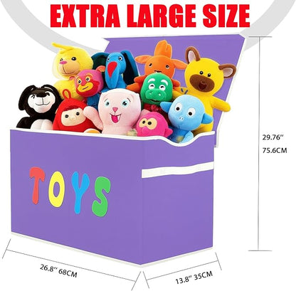 YOLOXO Toy Box Chest, Collapsible Sturdy Storage Bins with Lids, Extra Large Kids Toy Storage Organizer Boxes Bins Baskets for Kids, Boys, Girls, Nursery Room, Playroom, Closet (Classical Purple)