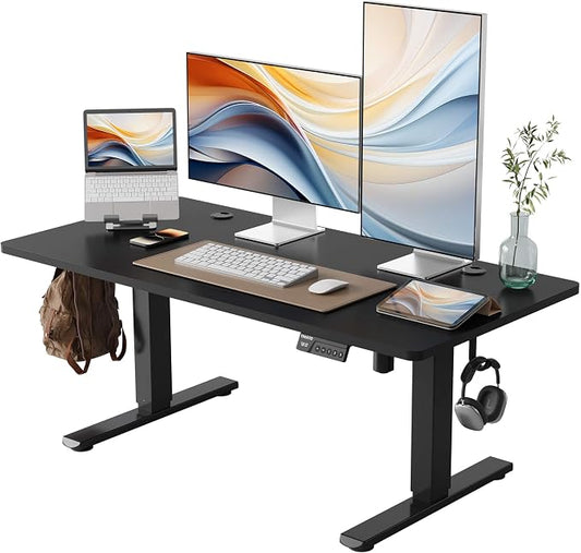 YIHAYO Low Height Adjustable Desk, Lifts 18.1-28.3 Inches, Electric Standing Desk for Short People, 48 x 24 Inches Computer Table with Splice Board for Home Office, Black