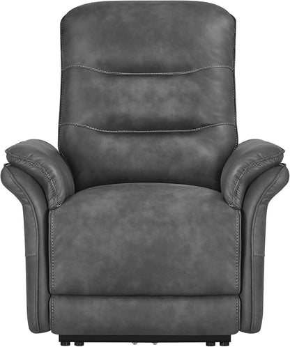 KISLOT Power Recliner Chair with Adjustable Headrest and Footrest, Dual Motor Leather Reclining Chair with USB/Type-C Charging, Zero Gravity Modern Electric Recliner for Adults Living Room Bedroom