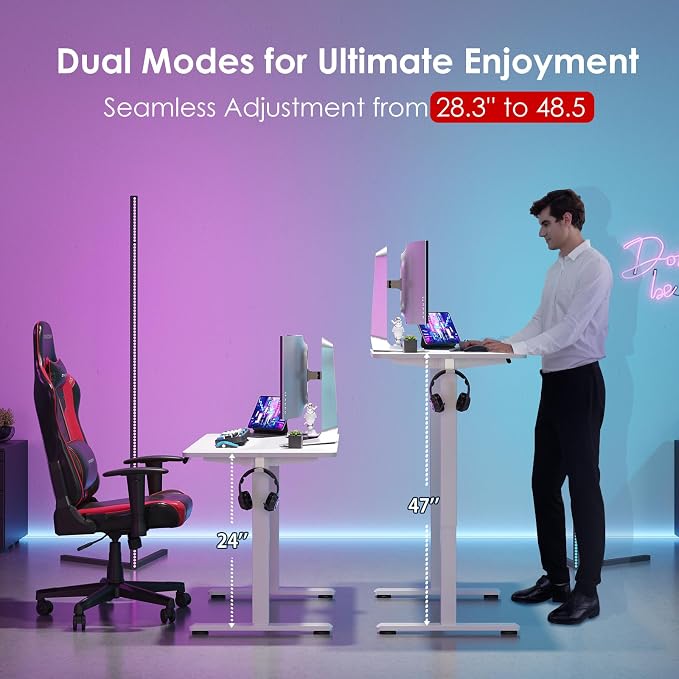 STARY Electric Standing Desk Adjustable Height Sit Stand Home Office Desk with Splice Board