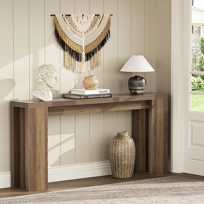 karlott 70.9 Inch Extra Long Console Table, Farmhouse Entryway Table with Thickened Base, Wood Sofa Table Behind Couch Table, Narrow Entryway Accent Table for Living Room, Hallway, Foyer, Fulton Pine