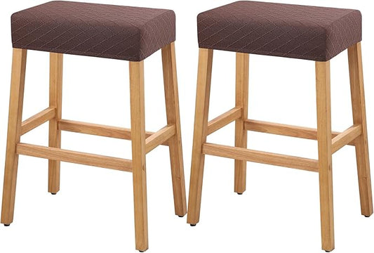 YISUN Stool Covers Rectangle - 2 Pack Stretch Waterproof Saddle Seat Cover Counter Bar Stools Bar Chairs Covers Kitchen Island Chairs Cushion Protector