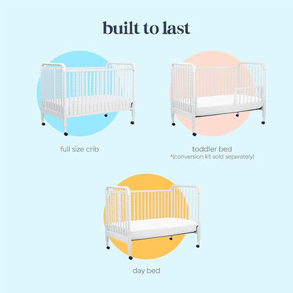 daVinci Jenny Lind 3-in-1 Baby Crib Convertible to Toddler Bed, Daybed - Easy to Assemble - GREENGUARD Gold Certified - 4 Adjustable Mattress Heights, Conversion Kit Sold Separately - White