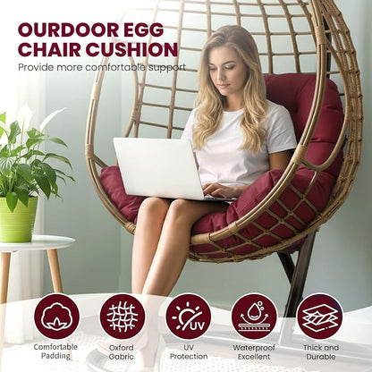 Egg Chair Cushion Replacement Outdoor Hanging Chair Cushion for Patio Furiture Hammock Swing Cushion 47x35x6 Inches (WineRed)