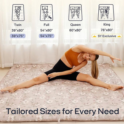 Syrinx Water Resistant Japanese Futon Mattress, Full Size 75"x54", 2.5 Inch Thick Japanese Floor Mattress Tatami Mat, Foldable Floor Bed Sleeping Pad for Dormitory Guest Room Camping