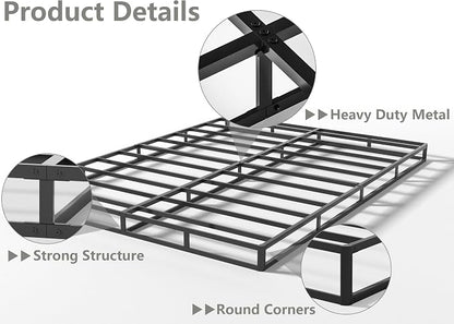 Qingzhou 5 Inch Box Spring for Queen Bed, Heavy Duty Metal Mattress Foundation, 3000 lbs Capacity, Low Profile Bed Base, Noise-Free, Easy Assembly, Fabric Cover