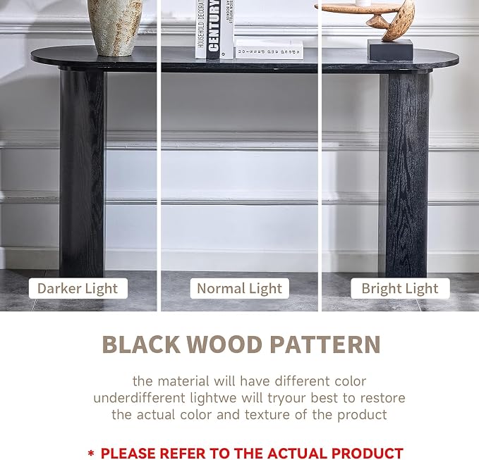 LKTART 55" Black Console Table for Entryway, Couch Tables Behind Sofa, Space-Saving Wooden Entry Foyer Hallway Table, Modern Console Sofa Tables for Hallway Organization