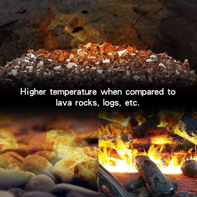 Stanbroil 10-Pound Fire Glass - 1/4 inch Reflective Tempered Fire Glass for Fireplace Fire Pit, Copper Reflective Fireglass