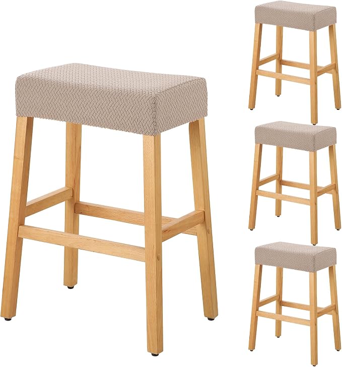 YISUN Stool Covers Rectangle - 4 Pack Stretch Waterproof Saddle Seat Cover Counter Bar Stools Bar Chairs Covers Kitchen Island Chairs Cushion Protector