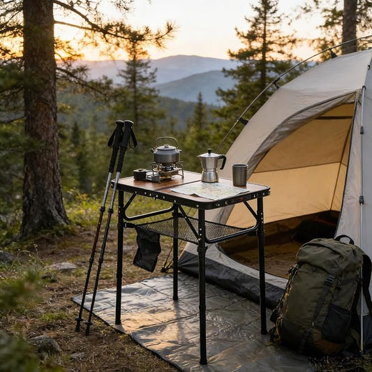 Mini Folding Camping Table - 2ft RV Space-Saving Table& Kids Toy/Learning Desk, Anti-Stain Desktop for Outdoor Glamping/Picnic/Patio & Indoor Decor (Retro Wooden-Grained)