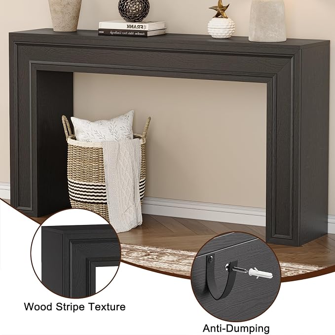 Rresyet 55 Inch Long Console Table, Sofa Table Behind Couch, Entryway Table, Farmhouse Entryway Table for Entrance, Hallway, Living Room (Black)