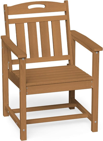 Ciokea Outdoor Patio Dining Chair, HDPE Oversized Porch Chairs with Wide Seat, All-Weather Durable Heavy-Duty Outdoor Furniture for Backyard, Poolside, Lawn & Garden, Teak