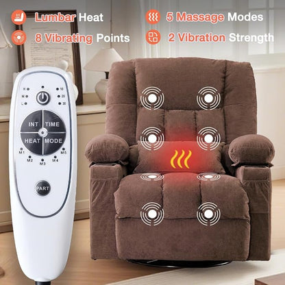 MAHOMICO Recliner Chair with Cup Holders for Living Room Single Seat Manual Oversized Recliner with Ergonomic, Side Pocket for Adult