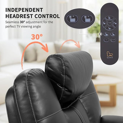 EONIX Triple Motor Lay Flat Power Lift Recliner Chair for Elderly with Adjustable Headrest, 400lbs Electirc Lift Chair for Living Room, Lumbar Pillow, Extended Footrest, Grey