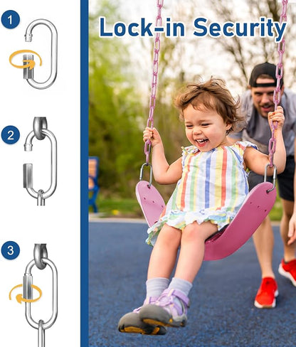 Heavy Duty Swing Seat, 66" Rust-Resistant Chains with 30" PPC-Coated Section, Swing Set Accessories Replacement with Quick Links, Kids Swings Supports 330 lbs for Outdoor Playground, Pink