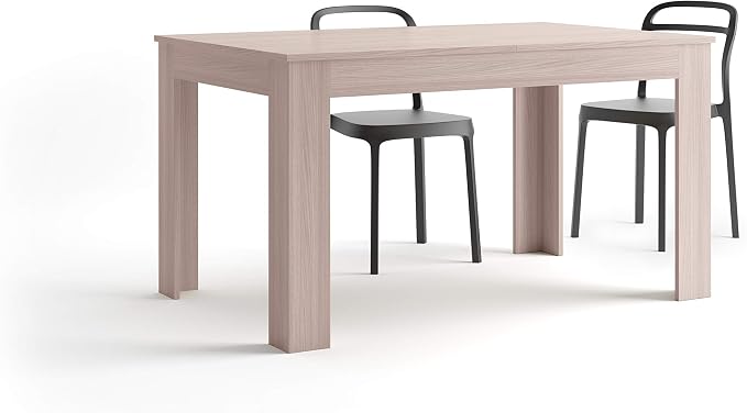 Mobili Fiver, Easy, Extendable Dining Table, 55.1(86.6) x35.4 in, Pearled Elm, for 6-8 People, Expandable Dining Table for Kitchen, Italian Furniture