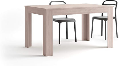 Mobili Fiver, Easy, Extendable Dining Table, 55.1(86.6) x35.4 in, Pearled Elm, for 6-8 People, Expandable Dining Table for Kitchen, Italian Furniture