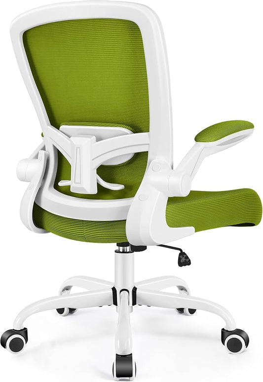 FelixKing Office Chair, Ergonomic Desk Chair Breathable Mesh Chairs Adjustable High Back Lumbar Support Flip-up Armrests, Executive Rolling Swivel Comfy Computer Chairs Home Office Olive Green