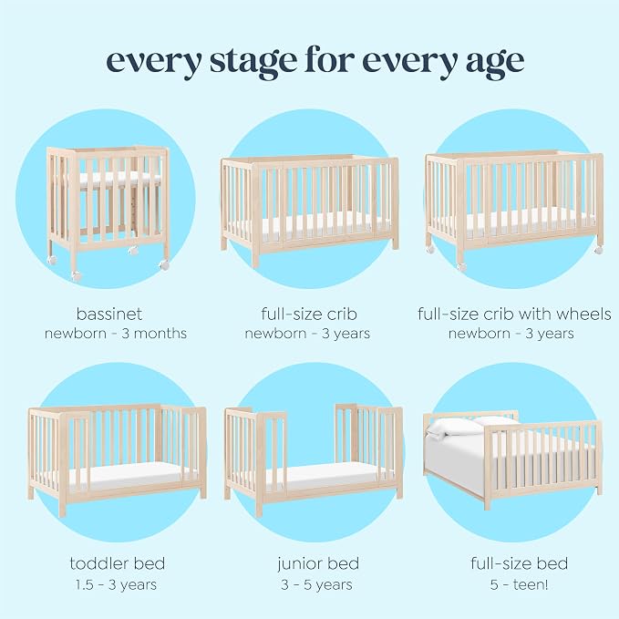Carter's by Davinci Colby Grow 6-in-1 Convertible Crib - Color Name | GREENGUARD Gold Certified, Converts from a Portable Bassinet to a Full-Size Crib w/ wheels, Daybed, Junior Bed, Full-Size Bed