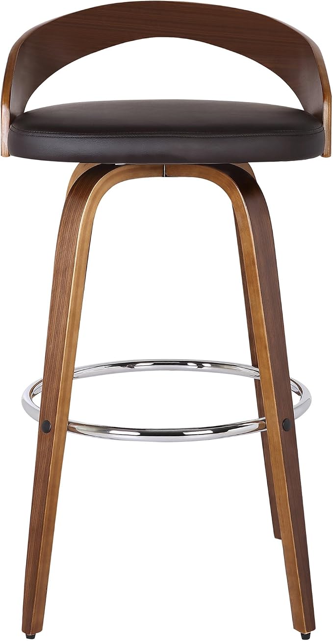 Armen Living LCSOBABRWA30 Sonia Barstool with Polyurethane Upholstery, 30"H, Walnut Wood Finish/Brown