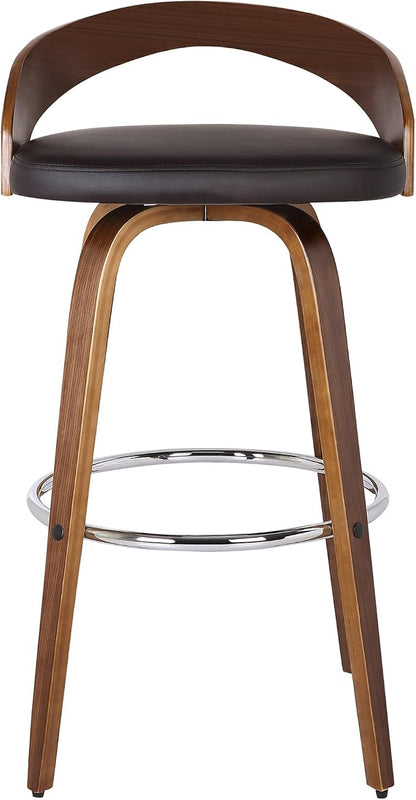 Armen Living LCSOBABRWA30 Sonia Barstool with Polyurethane Upholstery, 30"H, Walnut Wood Finish/Brown
