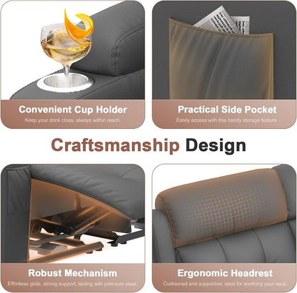 Reclining Loveseat, 55.1" RV PU Leather Wall Hugger Recliner Love Seats Sofa with Charging Station, Removable Armrest, Cup Holder, Double Recliners Couch, Manual Love Seat for Living Room