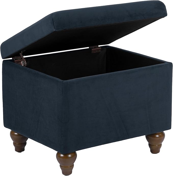 HomePop 22" Medium Rectangular Storage Ottoman - Blue Velvet