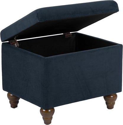 HomePop 22" Medium Rectangular Storage Ottoman - Blue Velvet