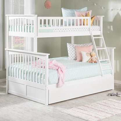 AFI, Columbia Ladder Bunk Bed Twin Over Full with Full Trundle, White