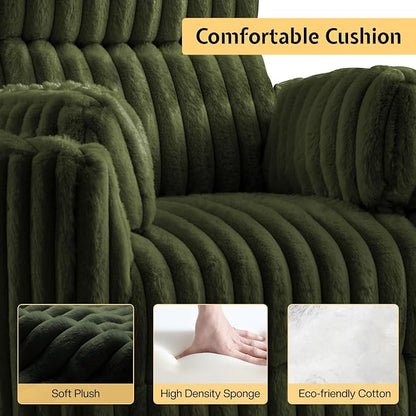 Jocisland Power Recliner Nursery Chair for Adults, Electric Swivel Rocking Glider with USB & Type-C, Soft Fabric Armchair with 2 Pillows, Cozy Reclining Sofa for Living Room, Bedroom, Green